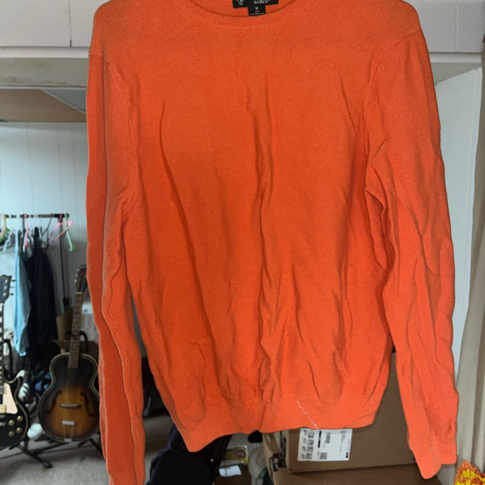 Brooks Brothers Men's Vibrant Orange Crewneck Sweater